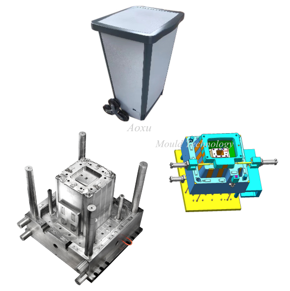 Khuôn thùng rác có bánh xe bằng nhựa